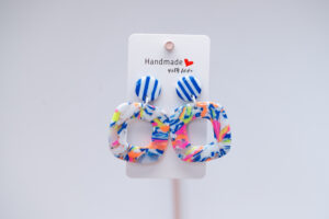 Boucles d'oreilles carrées puce marinière dominance bleusmulticolor