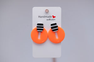 Boucles d'oreilles orange fluo Rayées