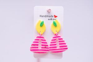 Boucles d'oreilles citron rayures