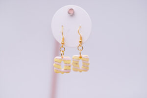 Boucles d'oreilles-enfant jaune et rose pastel