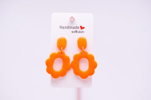 Boucles d'oreilles fleurs orange uni