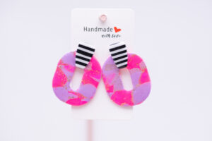 Boucles d'oreilles fluo et noir et blanc