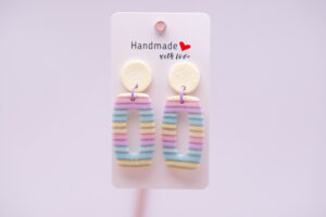Boucles d'oreilles mère rayures pastel