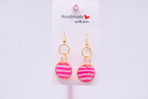 Boucles d'oreilles petites ronde pendantes doré fluo