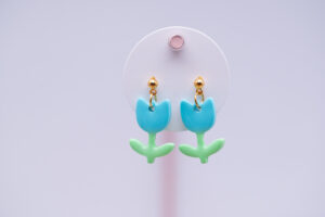 Boucles d'oreilles enfant tulipe bleue