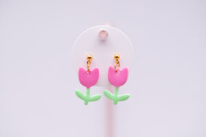 Boucles d'oreilles enfant tulipe rose